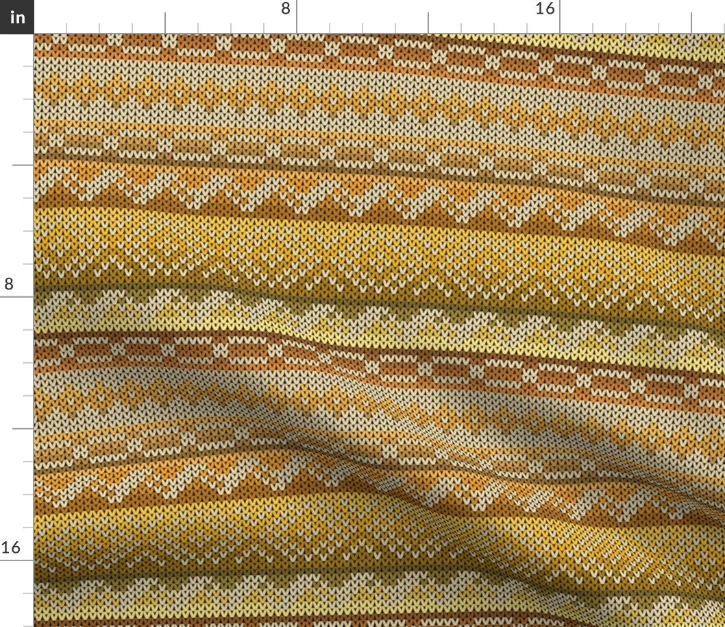 Six Fair Isle Bands in Beige and Gold