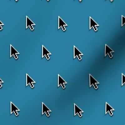 pixelated pointer arrows on digital teal