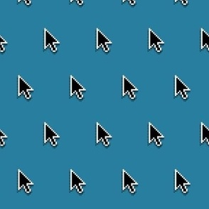 pixelated pointer arrows on digital teal