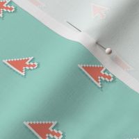 pixelated pointer arrows - coral on mint