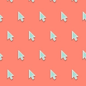pixelated pointer arrows - mint on coral