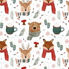 winter woodland critters textured