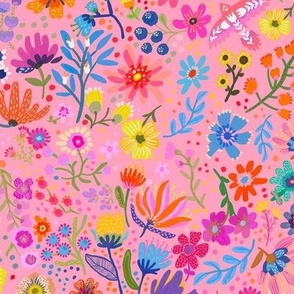 Wild Flowers - pink - medium 
