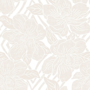 Jumbo - magnolia blossom with lattice -  neutral- linen