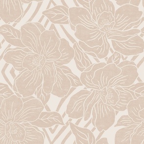 Jumbo - magnolia blossom with lattice -  neutral beige 