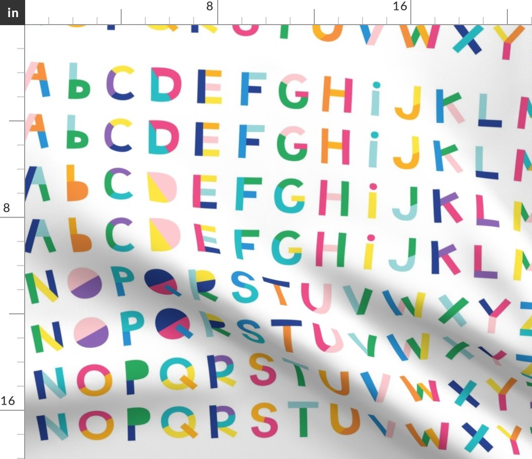 hip hip yay alphabet letters FQ on white - cut and sew ABC's