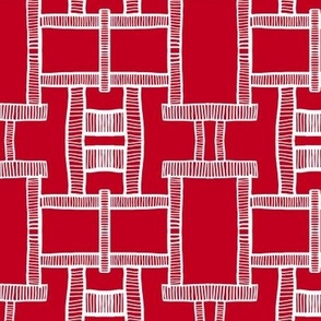 Shapes and line geometric - red and white - Medium