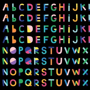 hip hip yay alphabet letters FQ on black - cut and sew ABC's