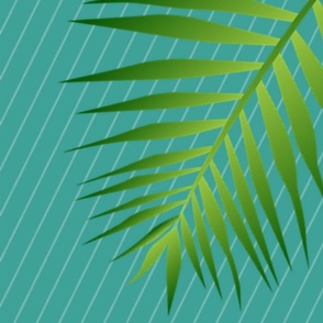 Plethora of Palm Leaves 6 on a Diagonal Teal Background