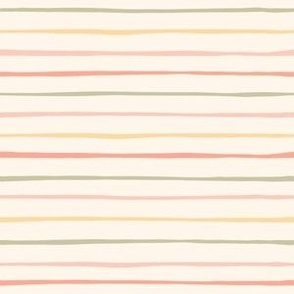 Spring Stripes, Pink, Green, Yellow on Cream