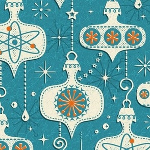 Atomic Age Christmas Ornaments  On Lagoon Blue