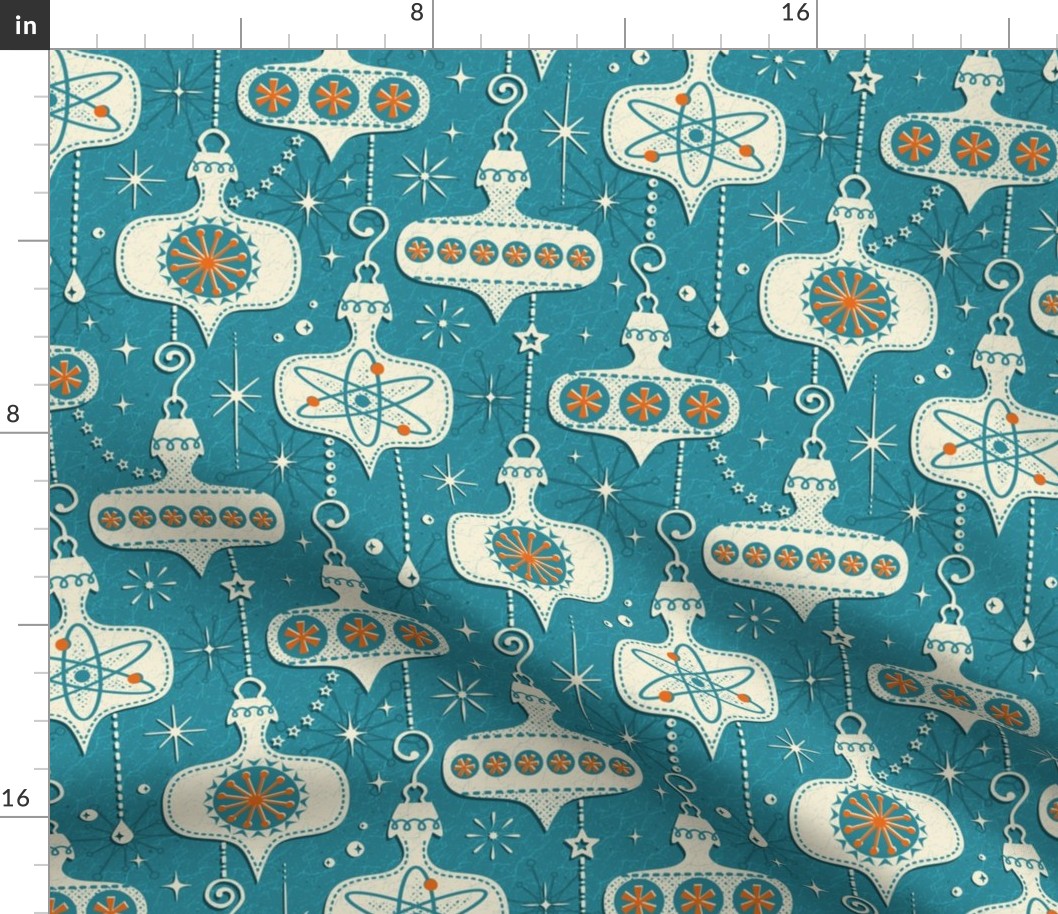 Atomic Age Christmas Ornaments  On Lagoon Blue