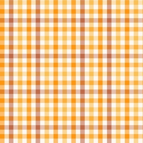 Autumn Gingham Check fall orange brown yellow small scale by Jac Slade