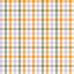 Autumn Gingham Check fall olive  green blue orange yellow Small Scale by Jac Slade