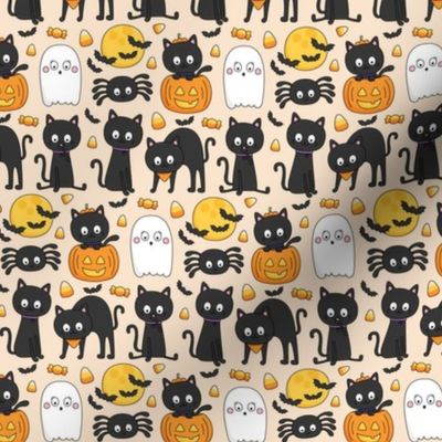 meow or treat SM halloween cats on pastel orange