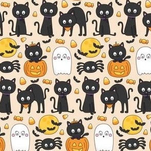 meow or treat SM halloween cats on pastel orange