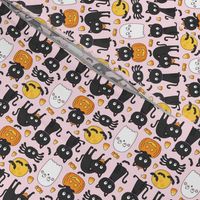 meow or treat SM halloween cats on pastel pink