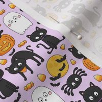 meow or treat SM halloween cats on pastel purple