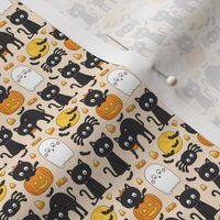 meow or treat XSM halloween cats on pastel orange