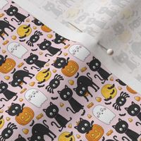 meow or treat XSM halloween cats on pastel pink