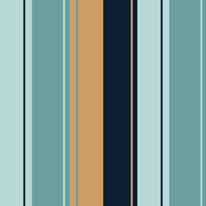 Teal Aqua Blue and Gold Stripes 2