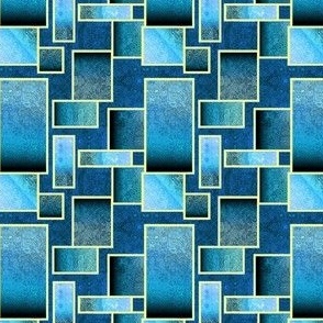 Reverse Double Bleach In Time - Rectangles - Blue