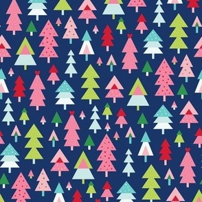 oh joy christmas trees on navy