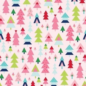 oh joy christmas trees on pastel pink