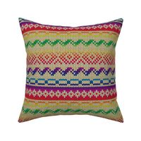 Six Fair Isle Bands in Rainbow on Cream 2