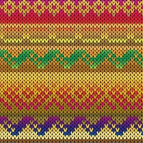 Six Fair Isle Bands in Rainbow on Gold 2