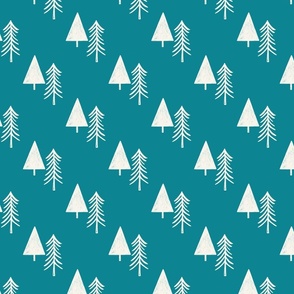 Christmas Tree teal - Minimal Woodland Christmas Pine Trees