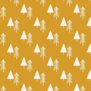 Christmas Tree yellow - Minimal Woodland Christmas Pine Trees