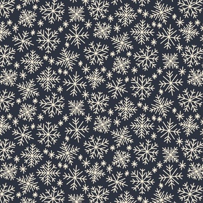 Winter Wonderland - Christmas - Soft Snowflakes - Navy Blue + White