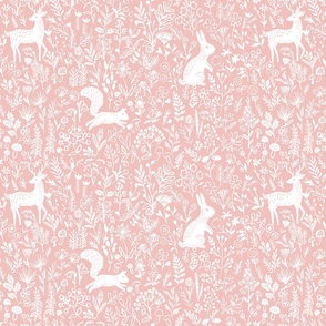 Woodland animals baby Pink and white_Medium