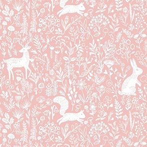 Woodland animals baby Pink and white_Jumbo large scale