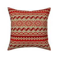 Six Fair Isle Bands in Red on Cream
