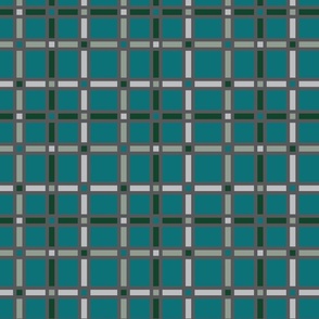 Teal Plaid With Green and Gray