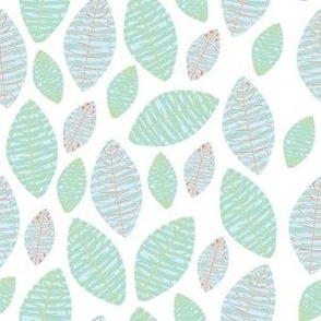 Pastel Lined Leaves in Shades of Blue
