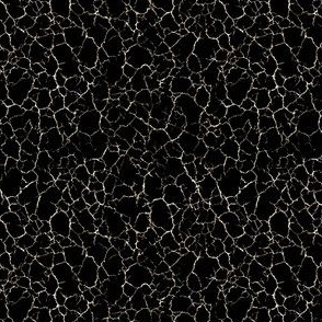 Kintsugi Cracks - Ditsy Scale - Black and Gold - Crackle Faux Textures Shatter Batik
