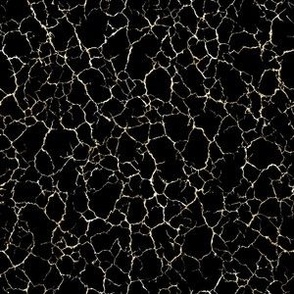 Kintsugi Cracks - Small Scale - Black and Gold - Crackle Faux Textures Shatter Batik