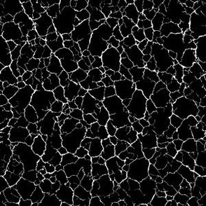 Kintsugi Cracks - Small Scale - Black and White - Crackle Faux Textures Shatter Batik