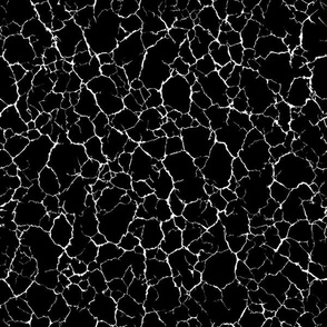 Kintsugi Cracks - Medium Scale - Black and White - Crackle Faux Textures Shatter Batik