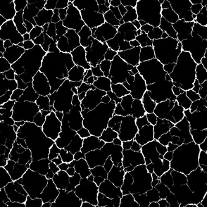 Kintsugi Cracks - Large Scale - Black and White - Crackle Faux Textures Shatter Batik