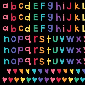 hello summer alphabet letters FQ on black - cut and sew ABC's