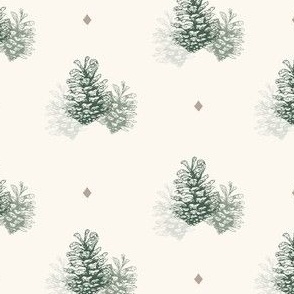 Pine cones in neutral and green - small