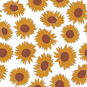 Medium // Boho Orange and Brown Sunflowers Simple Neutral for fall