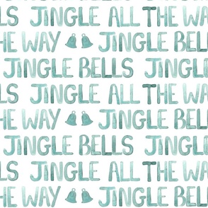 Watercolour Jingle Bells - mint green - large scale