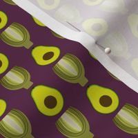 avocado and artichoke on eggplant background