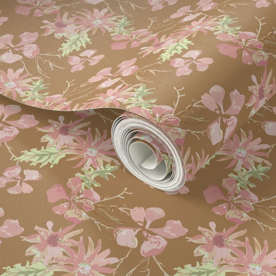 gold floral wallpaper Wallpaper | Spoonflower