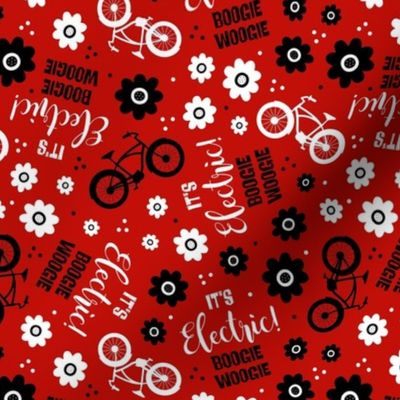 Medium Scale It's Electric Boogie Woogie EBike Floral on Red